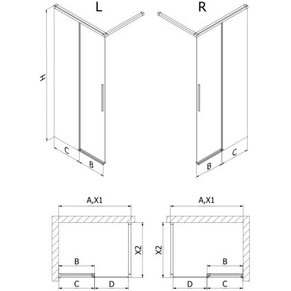 Mexen Rox, sprchová stěna 100 x 200 cm, 8mm čiré sklo, černý matný profil, 8C2-100-003-70-00