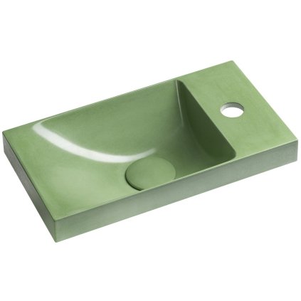 Sapho, AGOS betonové umyvadlo 40x22cm, levé/pravé, zelená lesk, AS40023