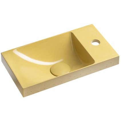 Sapho, AGOS betonové umyvadlo 40x22cm, levé/pravé, žlutá lesk, AS40022