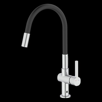 Laveo Alita, stojánková dřezová baterie s elastickým ramenem, 2-funkční výtok, černá matná-chromová, LAV-BVA_762D