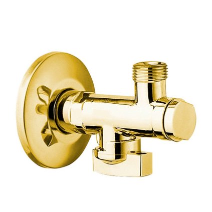 Sapho, Rohový ventil s matkou, 1/2" x 3/8", zlato, 2020ZL