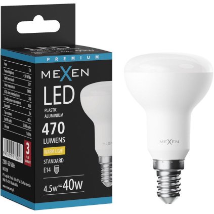 Mexen Nova, LED žárovka E14, R50, 4,5W, Teplá - 3000K, 470 lm - L103-E14-0530-01