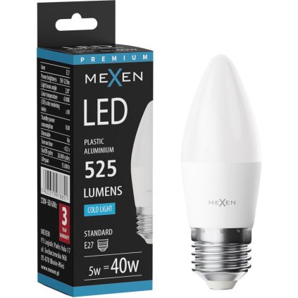 Mexen Nova, LED žárovka E27, C37, 5W, Neutrální - 4000K, 525 lm - L102-E27-0540-01