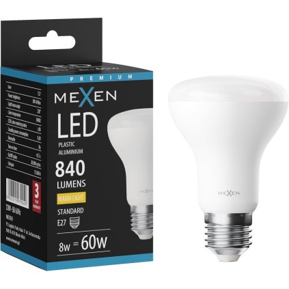 Mexen Nova, LED žárovka E27, R63, 8W, Teplá - 3000K, 840 lm - L104-E27-0830-01