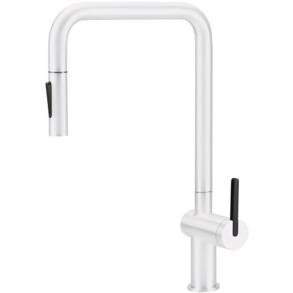 Deante Momi, dřezová baterie s výsuvnou sprškou h-408, bílá matná, DEA-BKM_A73N