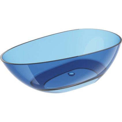 Mexen Glass Denim, volně stojící průsvitná vana 170 x 85 cm, chromová zátka, 58061708507