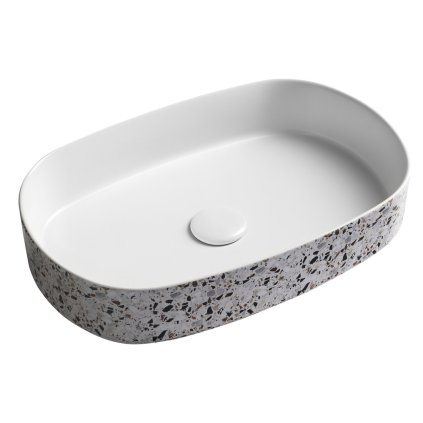 Isvea, INFINITY OVAL keramické umyvadlo na desku, 55x36cm, terrazzo, 10NF65055-2L-TRZ