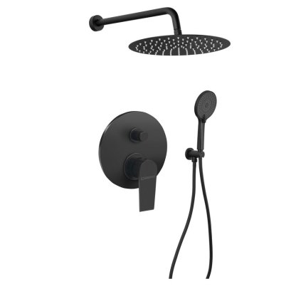 Sapho, KAI podomítková sprchová souprava s pákovou baterií, 2 výstupy, černá, KA42/15-03