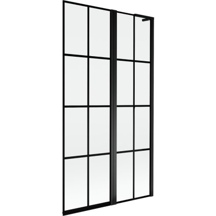 Mexen Mist L, 2-křídlová vanová zástěna, pravá 100 x 150 cm, černá mřížka, černá - 8A9L-100-011-70-77-P