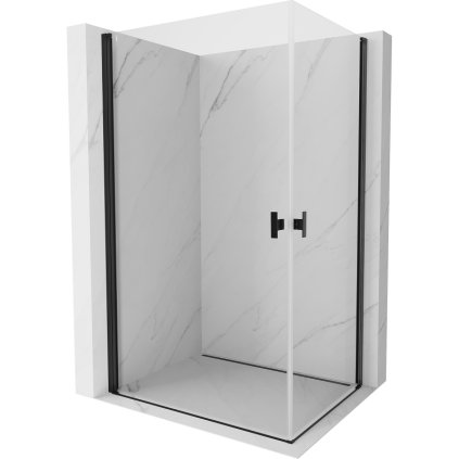 Mexen Mist-B Duo, 2-křídlý ​​výklopný sprchový kout 85 x 75 cm, čiré sklo, černý profil, 8A2-085-075-70-00