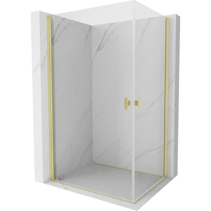 Mexen Mist-B Duo, 2-křídlý ​​výklopný sprchový kout 95 x 85 cm, čiré sklo, zlatý matný profil, 8A2-095-085-55-00