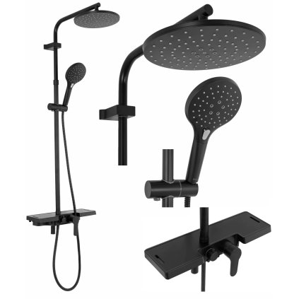 REA - Santos sprchový set s baterií 150mm, černá, REA-P8803