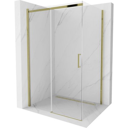 Mexen Omega sprchový kout 130x80cm, 8mm sklo, zlatý profil-čiré sklo, 825-130-080-50-00