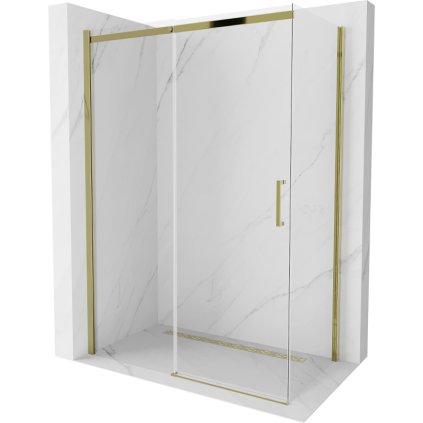 Mexen Omega sprchový kout 140x70cm, 8mm sklo, zlatý profil-čiré sklo, 825-140-070-50-00