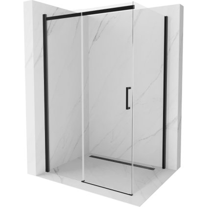 Mexen Omega sprchový kout 130x100cm, 8mm sklo, černý profil-čiré sklo, 825-130-100-70-00