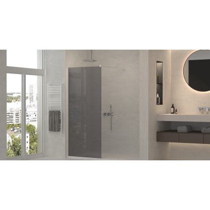 ErgaParisWalkInGreyGlass8mm ChromProfile