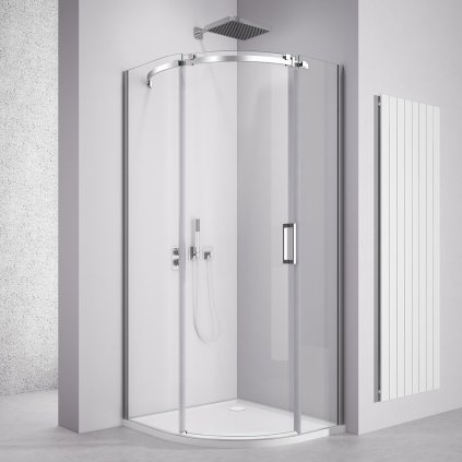 Polysan, THRON SQUARE čtvrtkruhová sprchová zástěna 900x900mm, čiré sklo, levá, TL2690L-5002