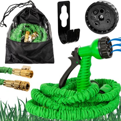 Bluegarden, elastická zahradní hadice 5-15 m + postřikovací pistole P20011, zelená, OGR-00116