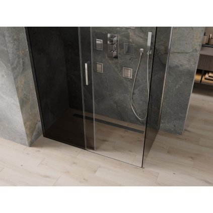 Mexen OMEGA sprchový kout 130x70cm, 8mm sklo, chromový profil-šedé sklo, 825-130-070-01-40