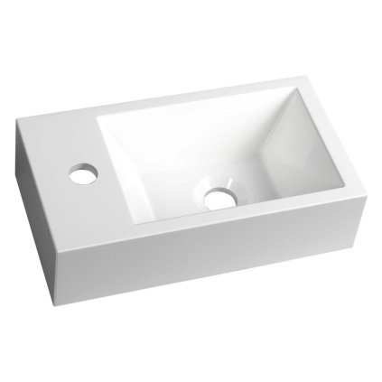 Sapho, AMAROK litý mramor umyvadlo 40x11x22cm, bílé, baterie vlevo, AR400