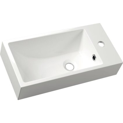 Sapho, ARIANA litý mramor umyvadlo 50x10x25 cm, bílé, baterie vpravo, SM016