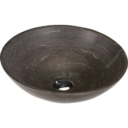 Sapho, BLOK 1 kamenné umyvadlo průměr 40cm, matný tmavý kámen, 2401-02