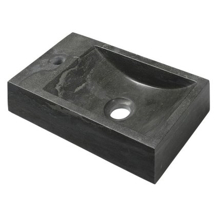 Sapho, BLOK kamenné umyvadlo 40x10x22 cm, otvor vlevo, černý Antracit, 2401-38