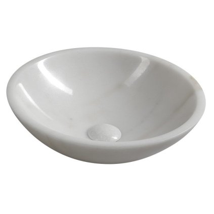 Sapho, BLOK kamenné umyvadlo průměr 40cm, bílý mramor, leštěný, 2401-34