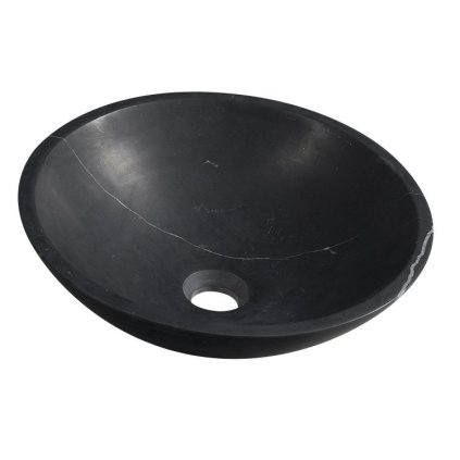 Sapho, BLOK kamenné umyvadlo průměr 40cm, černý Marquin, matný, 2401-35