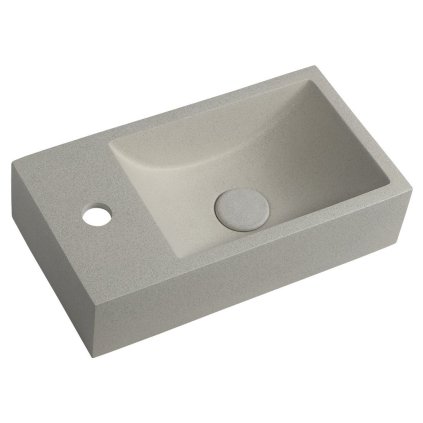 Sapho, CREST L betonové umyvadlo včetně výpusti, 40x22 cm, bílý pískovec, AR410