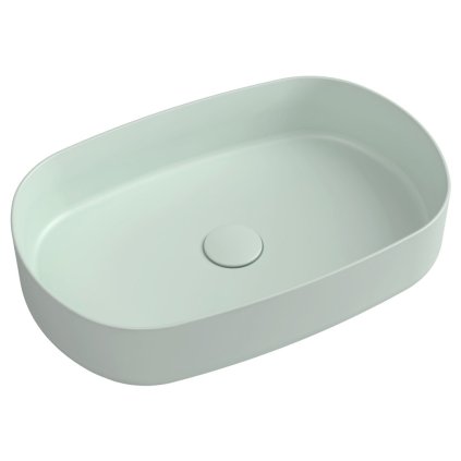 Sapho, INFINITY OVAL keramické umyvadlo na desku, 55x36 cm, matná zelena Mint, 10NF65055-2T