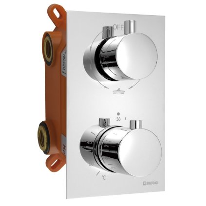 Sapho, KIMURA Podomítková sprchová termostatická baterie, box, 3 výstupy, chrom, KU383