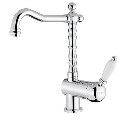Sapho, KIRKÉ WHITE stojánková dřezová baterie, bílá páčka, chrom, KI14BC