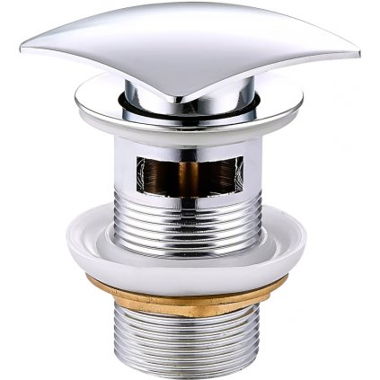 Mexen uzavíratelná umyvadlová výpusť hranatá, ClickClack, velká zátka, s přepadem, Chromová, 79926-00