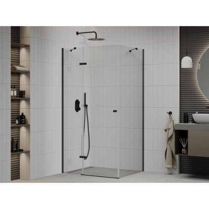 Mexen ROMA sprchový kout 80x110cm, 6mm sklo, černý profil-čiré sklo, 854-080-110-70-00