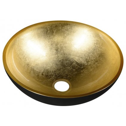 108432 sapho murano black gold sklenene umyvadlo 40x14cm zlata cierna al5318 77