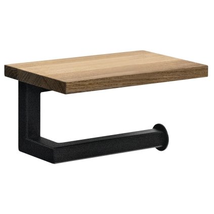 Sapho, SKA Držák toaletního papíru s poličkou 15x8x10cm, černá matná/dub, SKA421