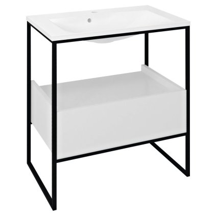 Sapho, SKA konzole pod umyvadlo se zásuvkou 750x850x460mm, černá mat/bílá lesk, SKA602