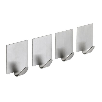 Sapho, Věšáček samolepící, 4 ks, broušená nerez, 33209