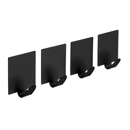 Sapho, Věšáček samolepící, 4 ks, černá matná, 33201