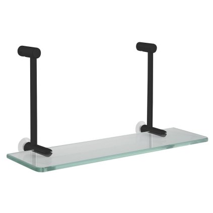 Sapho, Závěsná skleněná polička na sprchovou zástěnu 400x180x125mm, černá mat, 1301-15B