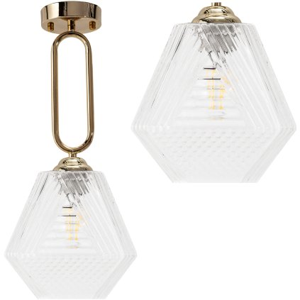 Toolight - stropní skleněná lampa Retro Vintage E27 60W APP1025-1CP, zlatá, OSW-09483