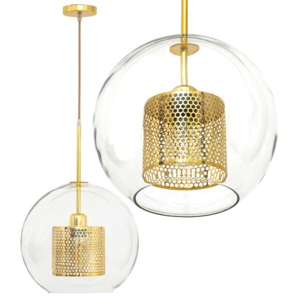 Toolight - závěsná skleněná lampa APP556-1CP 30cm, zlatá, OSW-08749