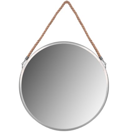 Tutumi - Kulaté zrcadlo 40cm s řemínkem KLMH-0410S-1, stříbrná, HOM-05630