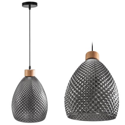 Toolight - Retro skleněná stropní lampa E27 60W APP897-1CP, černá, OSW-05697