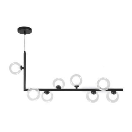 Toolight - Kovová industriální skleněná stropní lampa APP754-8CP, černá, OSW-03987