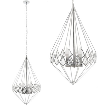 Toolight - Křišťálová závěsná lampa 3xE14 40W APP210-3CPR, stříbrná, OSW-07500