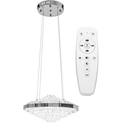 Toolight - Křišťálová závěsná lampa APP774-1CP + dálkové ovládání, chromová, OSW-05025
