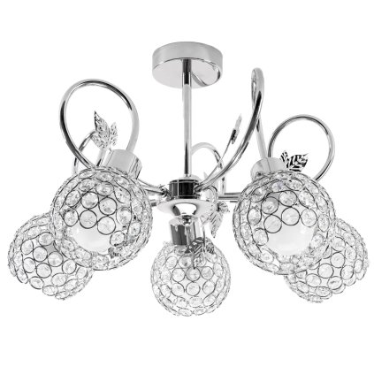 Toolight - Křišťálová stropní svítilna 5xE27 60W 300750, chromová, OSW-05688