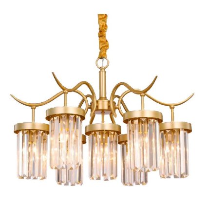 Toolight - Křišťálová závěsná svítilna 7xE27 60W, zlatá, OSW-08915